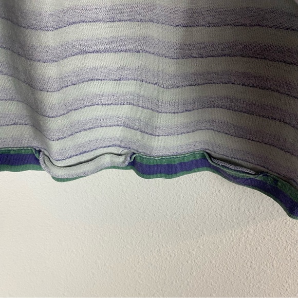 Men's Vintage 417 By Van Heusen Purple & Green Retro Striped Pocket Tee - Picture 4 of 6